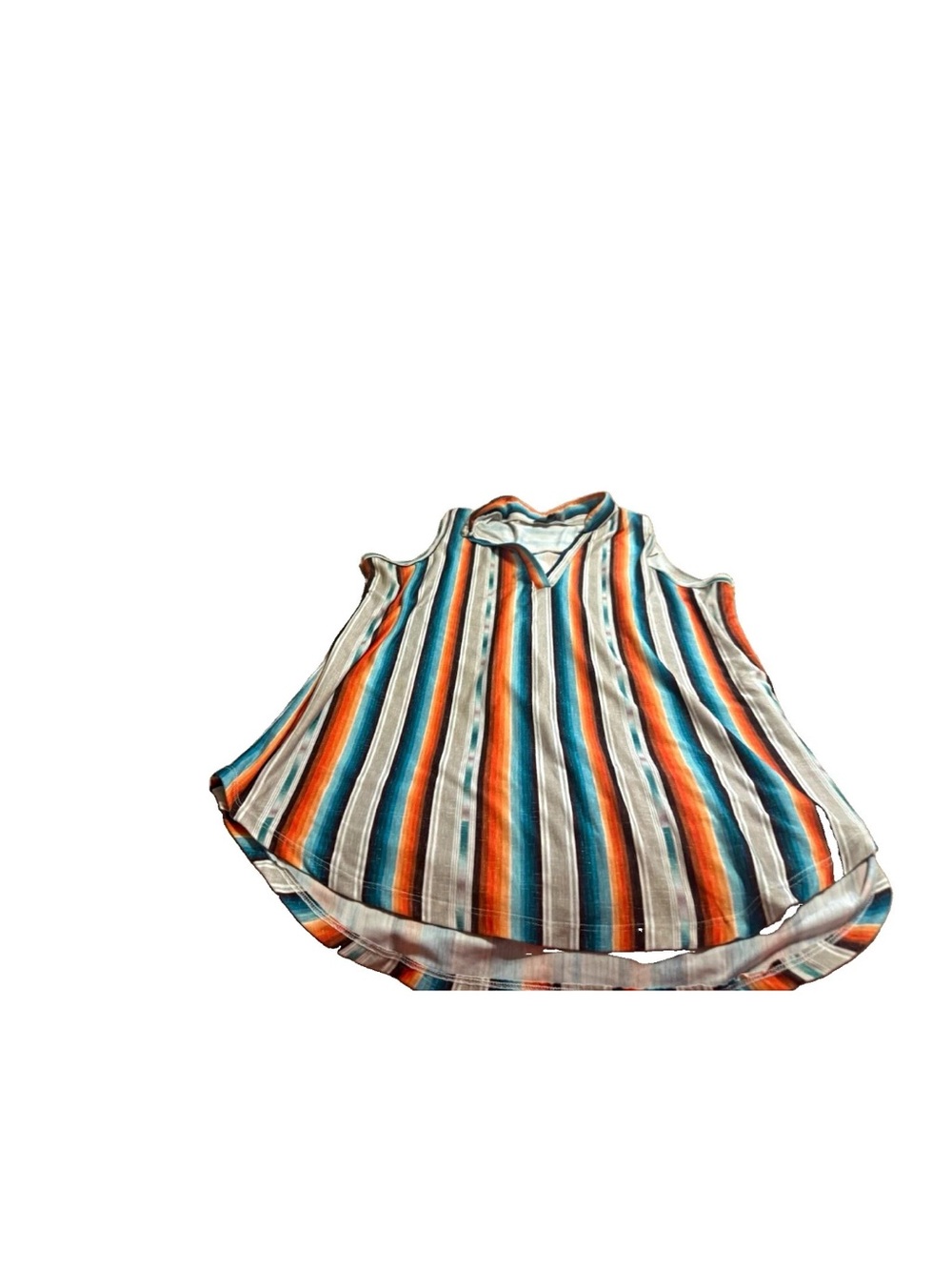Cowgirl Hardware Women’s Orange/Blue Western Sleeveless Top! Large